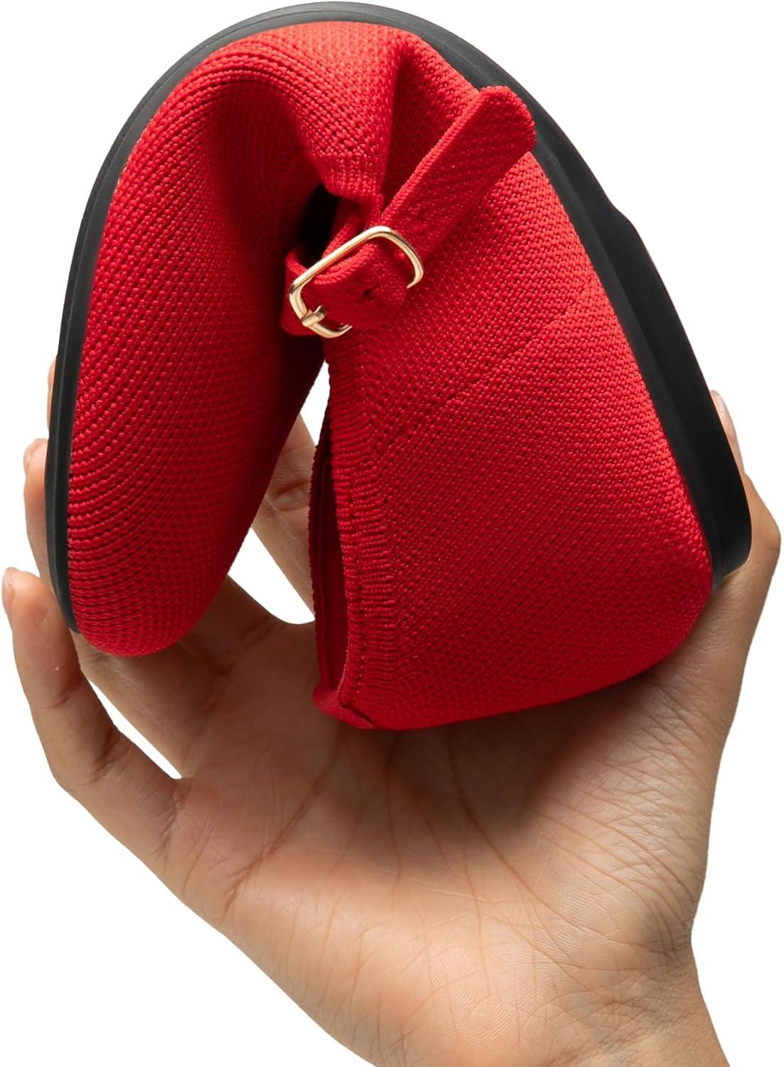 imageDREAM PAIRS Womens Mary Jane Ballet Flat Shoes Dressy Foldable Knit Flats with Arch Support Comfortable for Casual Work OfficeRed