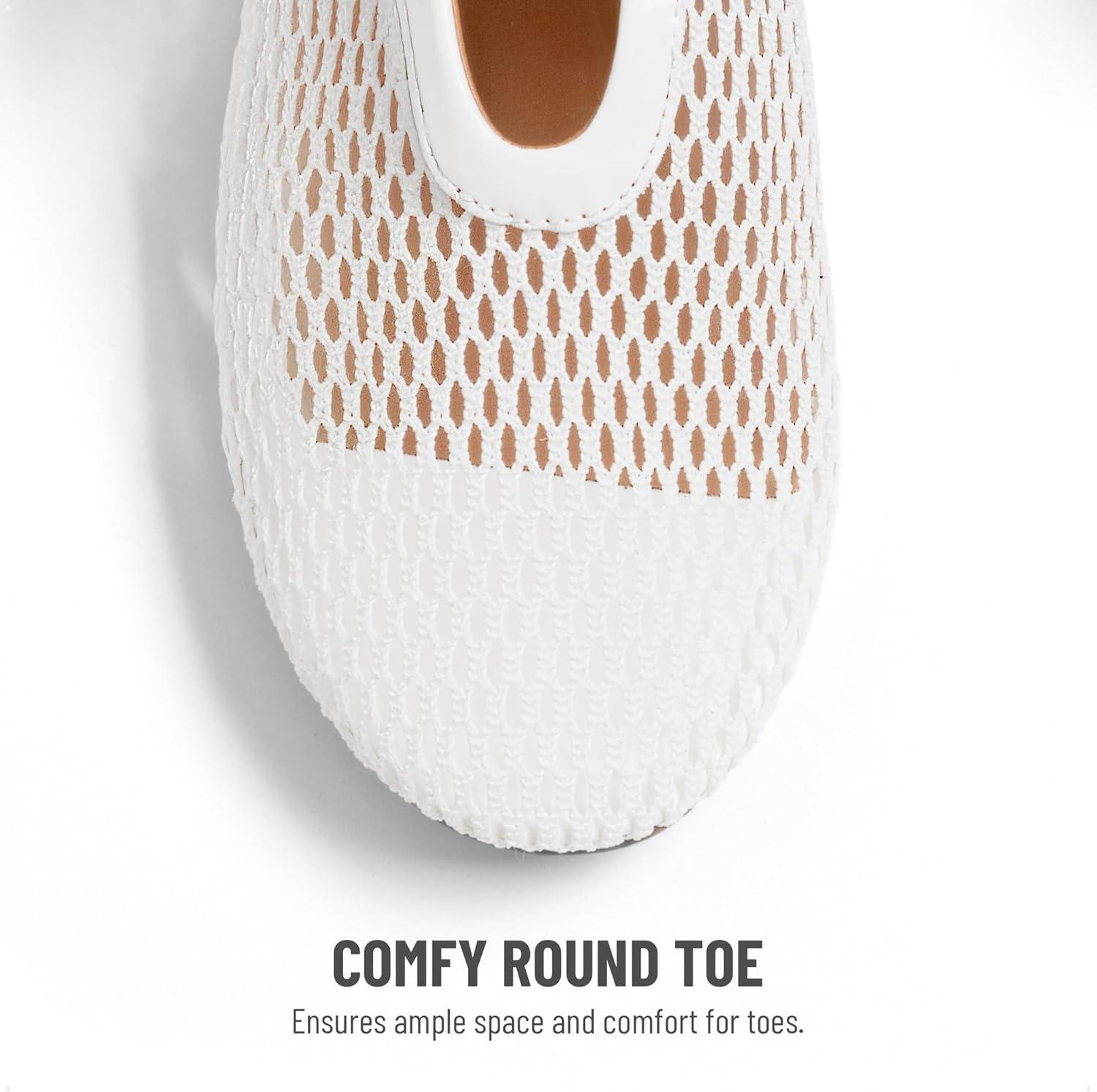 imageDREAM PAIRS Womens Mesh Ballet Flats Dressy Round Toe Comfortable Mary Jane Flat Shoes with Buckle StrapWhite