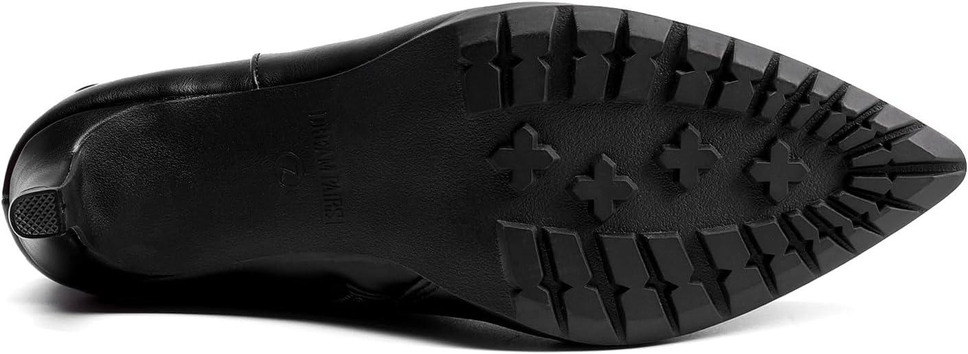 imageDREAM PAIRS Womens Mid Calf Boots High Heels Pointed Toe Zip Fashion Dressy BootBlack