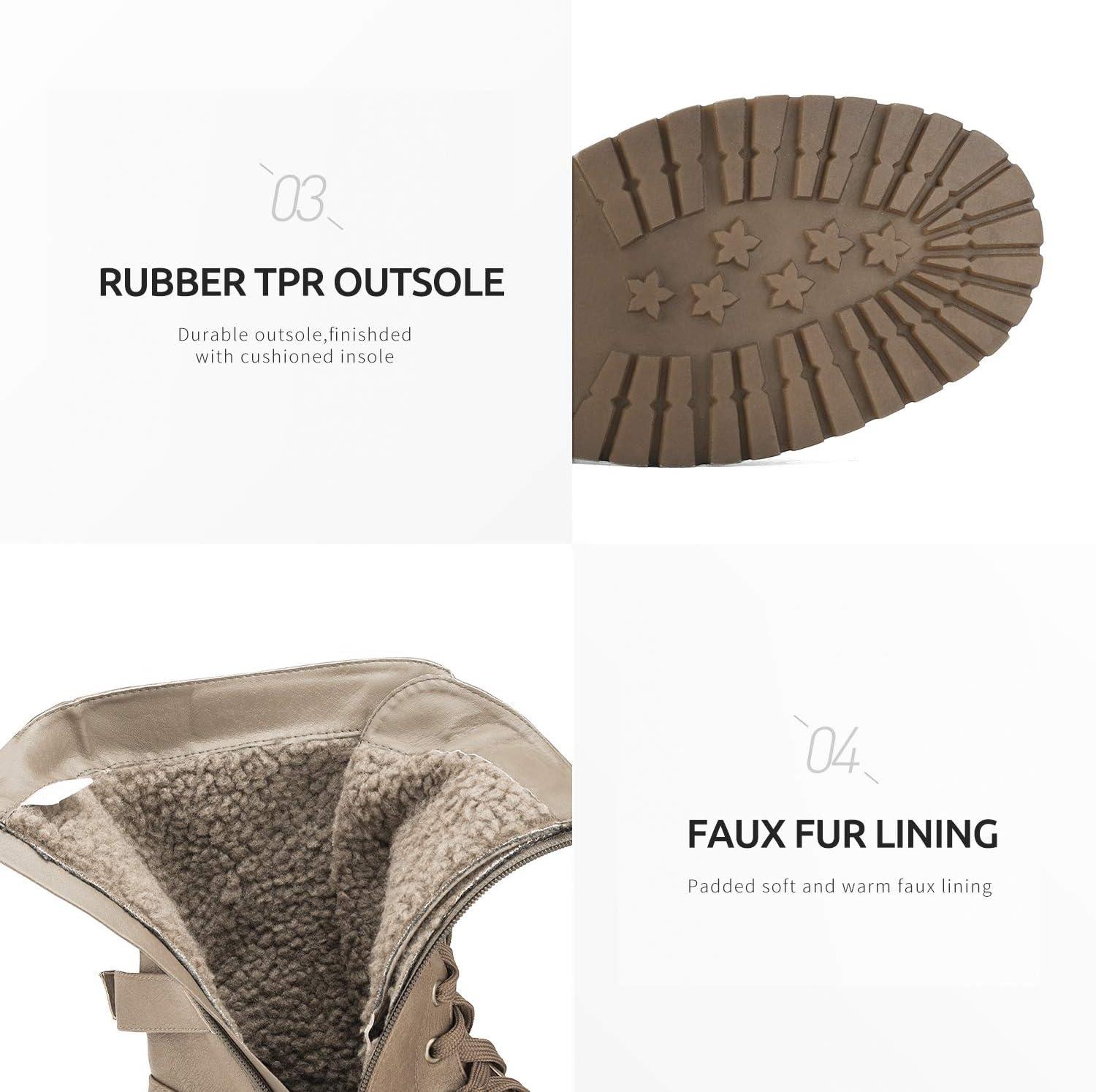 imageDREAM PAIRS Womens Mid Calf Builtin Wallet Pocket Lace up Military Combat BootsKhaki