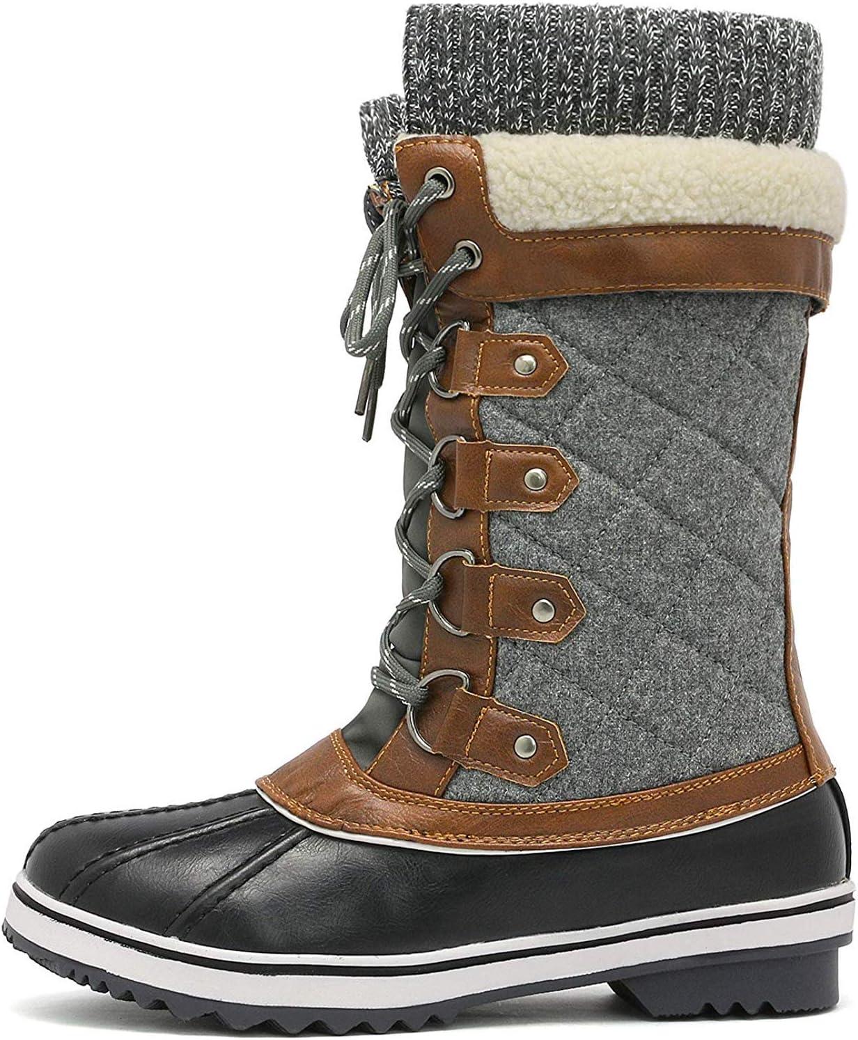 imageDREAM PAIRS Womens MidCalf Waterproof Winter Snow Boots MONTE02BlackGrey