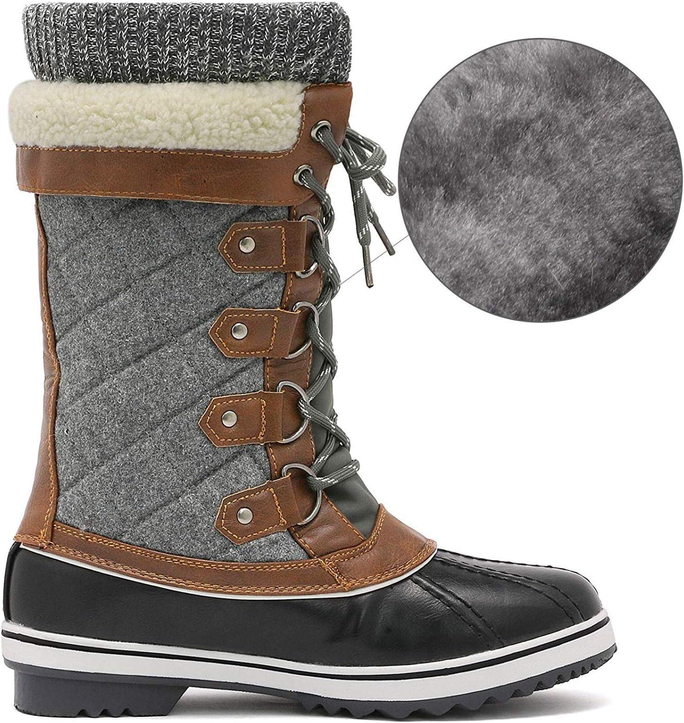 imageDREAM PAIRS Womens MidCalf Waterproof Winter Snow Boots MONTE02BlackGrey