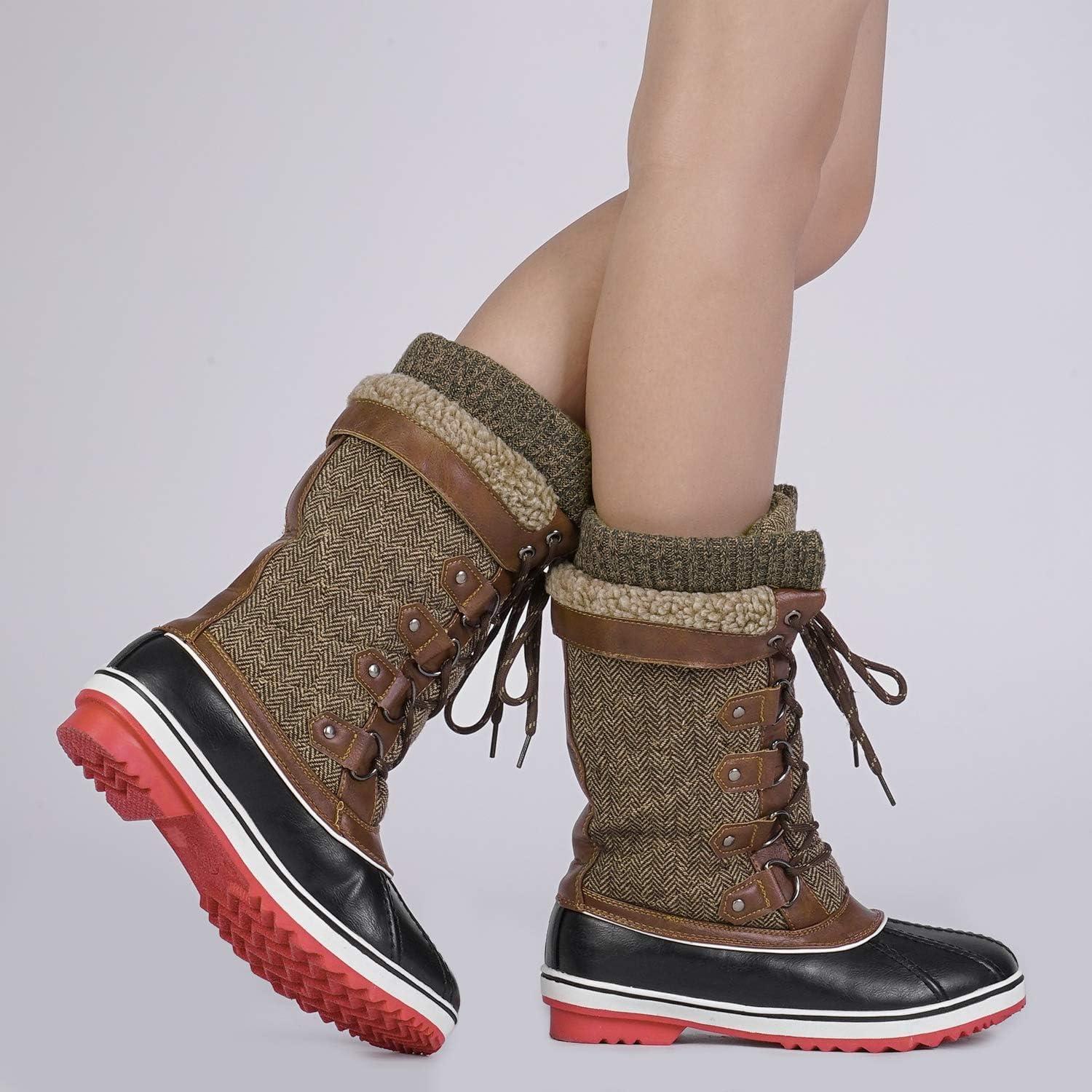 imageDREAM PAIRS Womens MidCalf Waterproof Winter Snow Boots MONTE02Brown