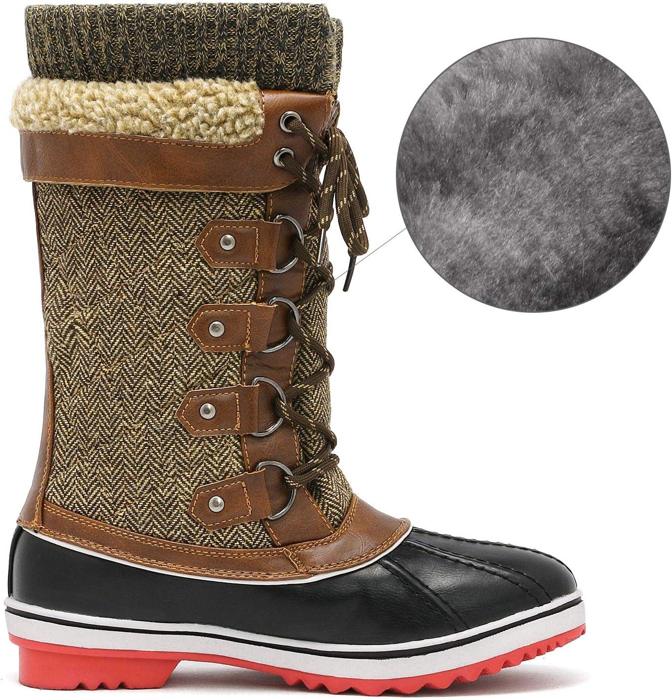 imageDREAM PAIRS Womens MidCalf Waterproof Winter Snow Boots MONTE02Brown