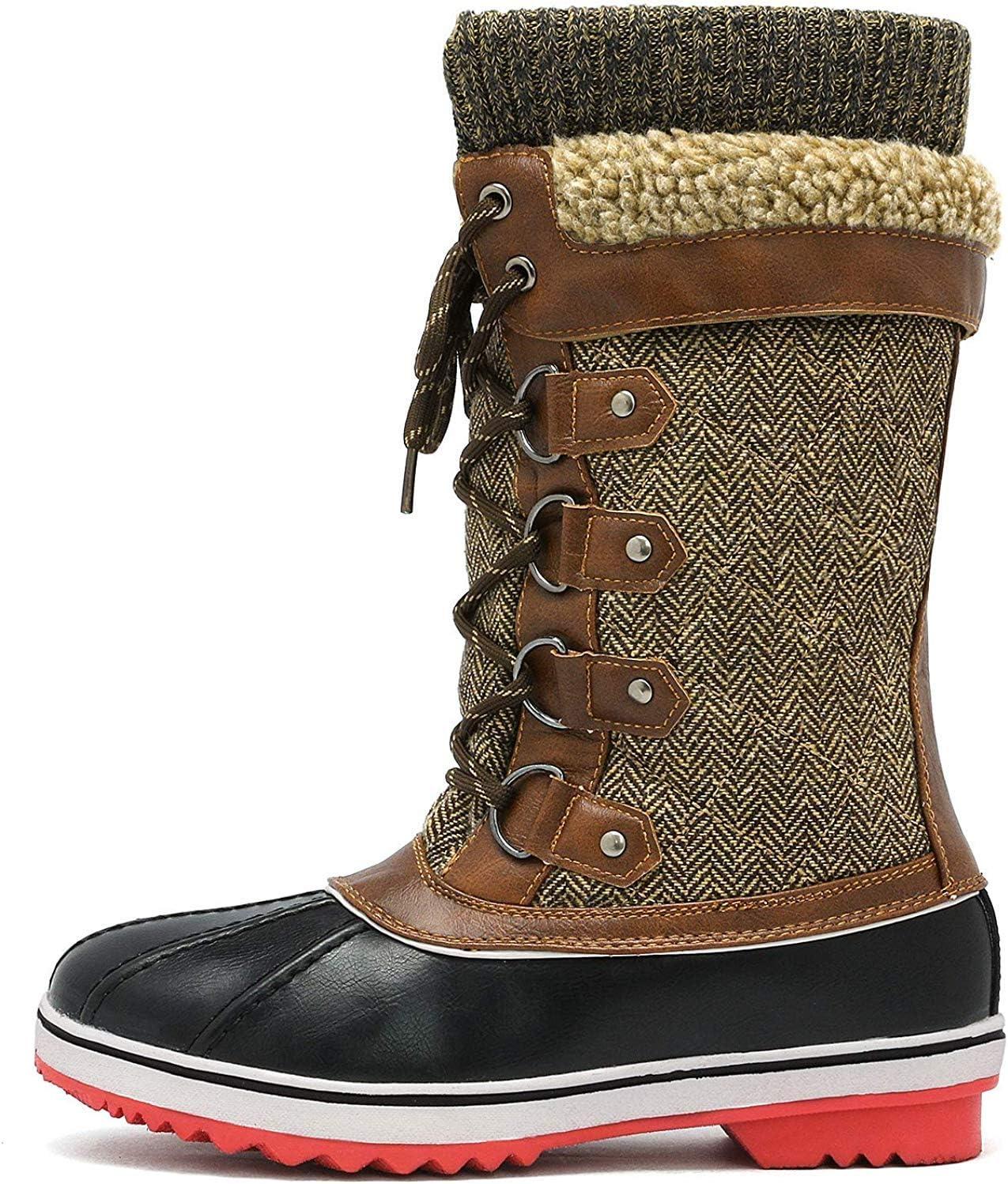 imageDREAM PAIRS Womens MidCalf Waterproof Winter Snow Boots MONTE02Brown