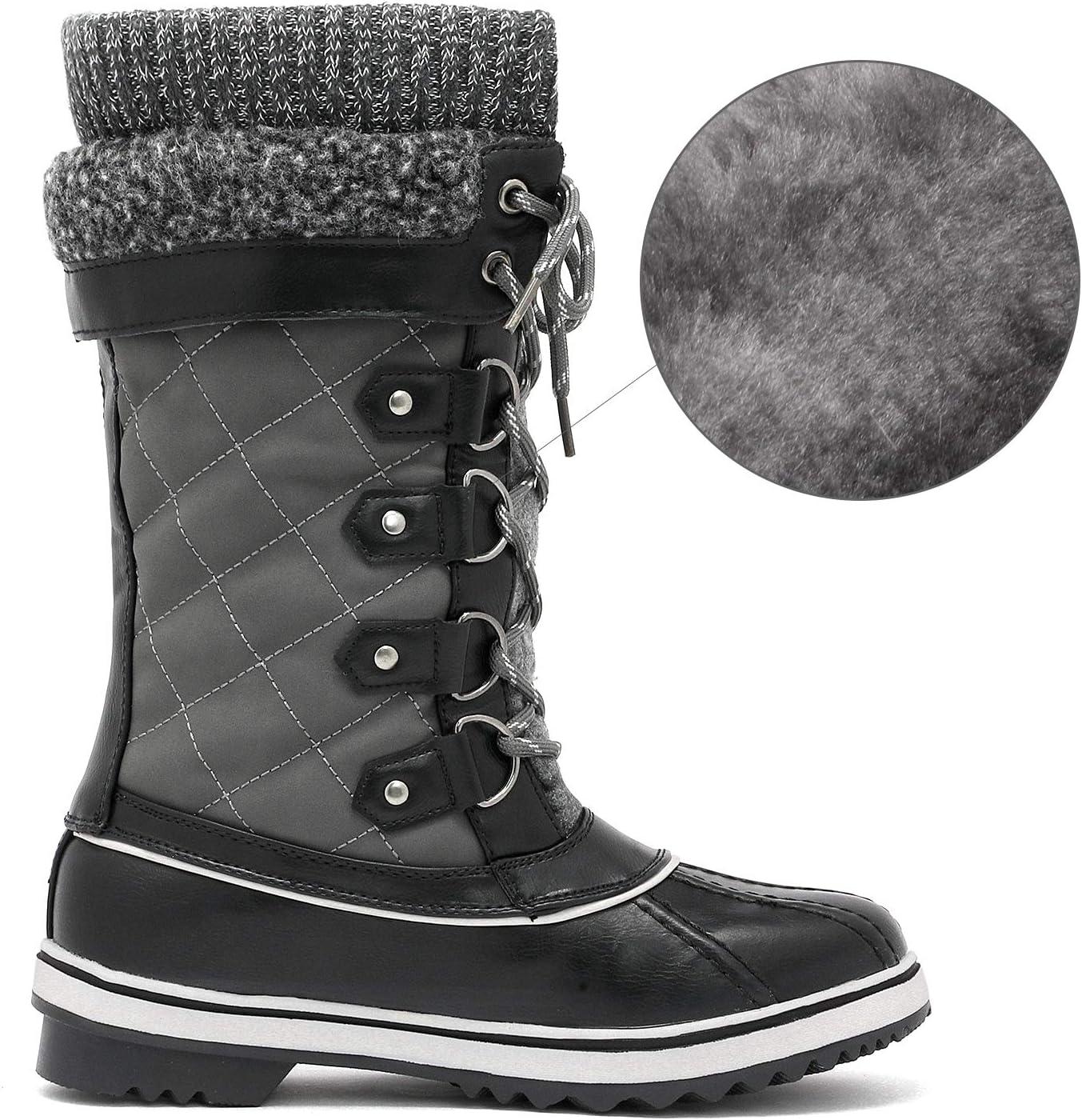 imageDREAM PAIRS Womens MidCalf Waterproof Winter Snow Boots MONTE02Grey