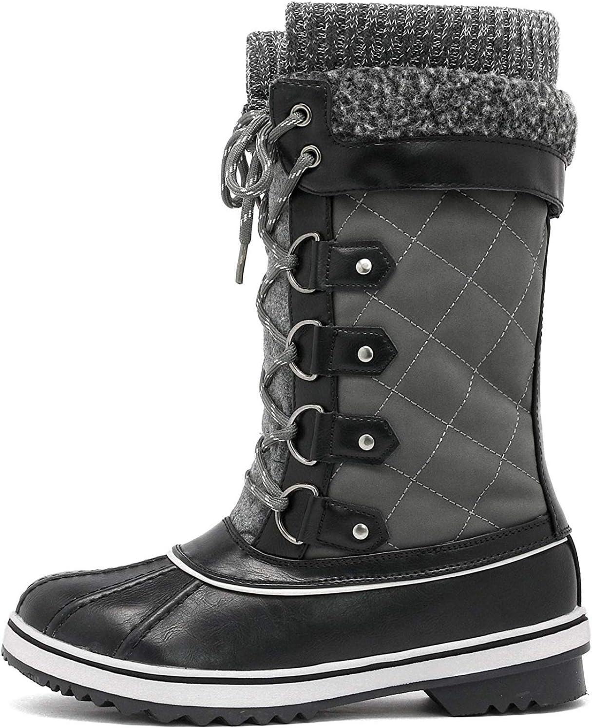 imageDREAM PAIRS Womens MidCalf Waterproof Winter Snow Boots MONTE02Grey