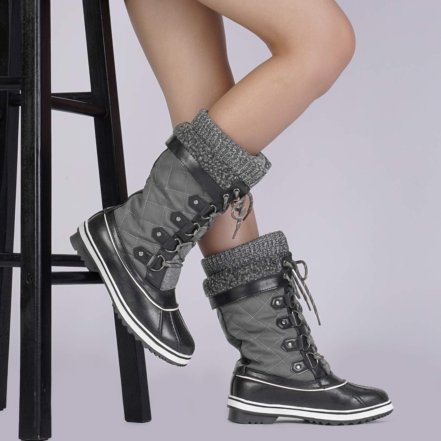 imageDREAM PAIRS Womens MidCalf Waterproof Winter Snow Boots MONTE02Grey