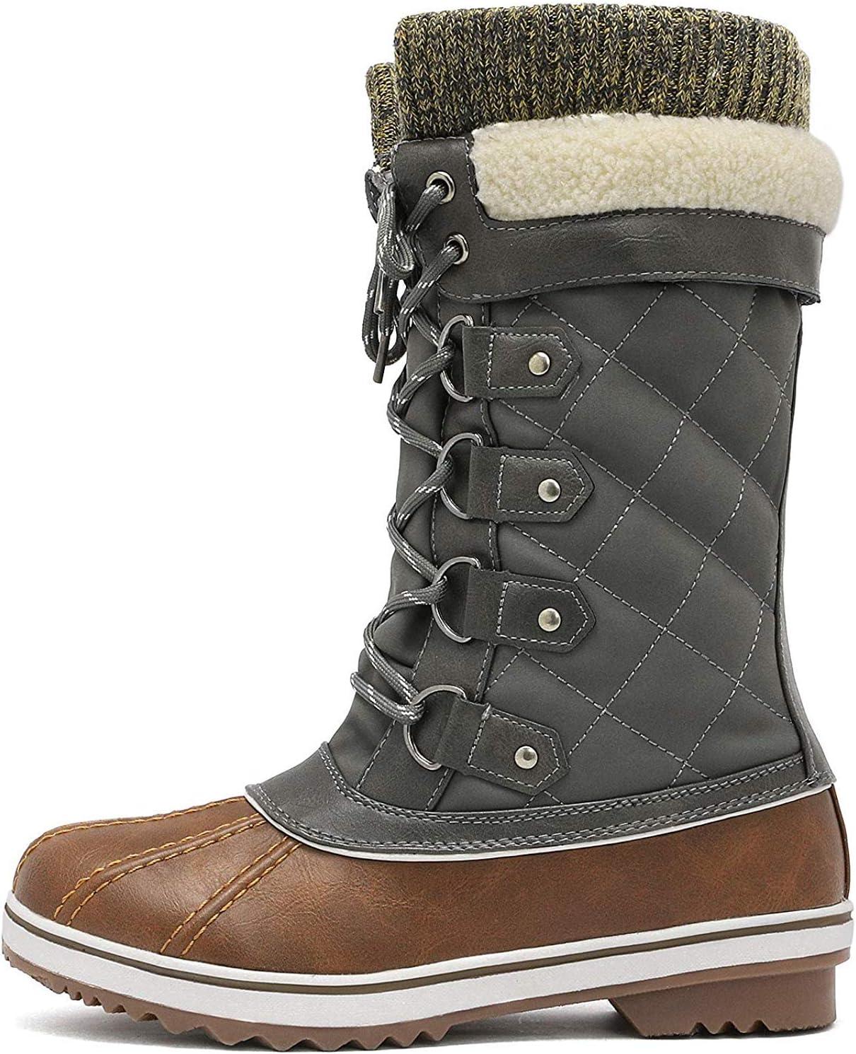imageDREAM PAIRS Womens MidCalf Waterproof Winter Snow Boots MONTE02TanKhaki
