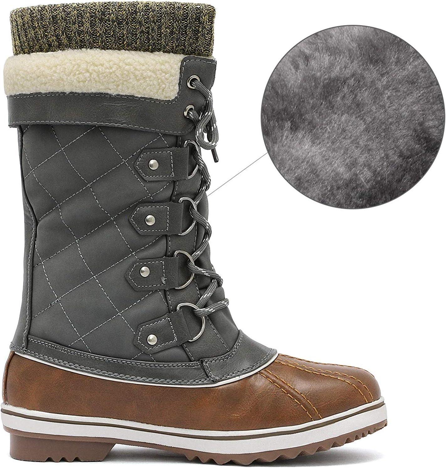 imageDREAM PAIRS Womens MidCalf Waterproof Winter Snow Boots MONTE02TanKhaki