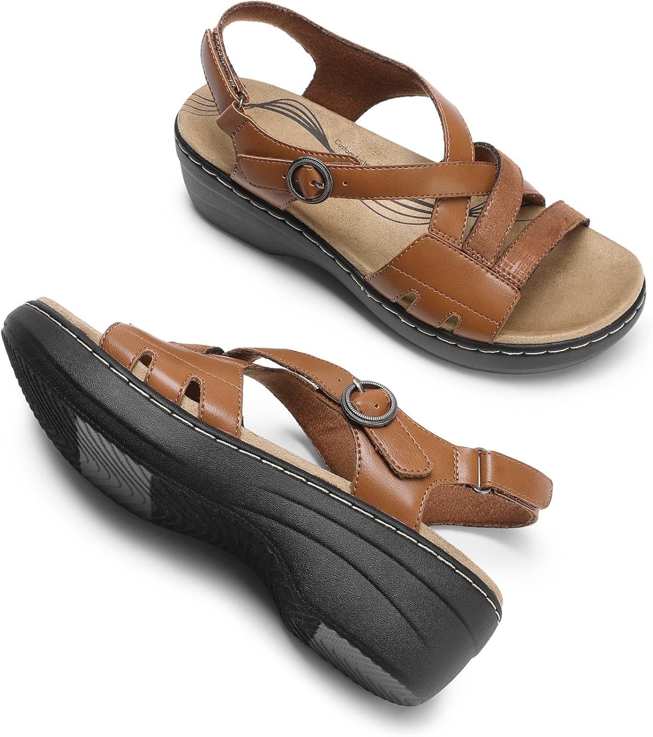 imageDREAM PAIRS Womens Open Toe Platform Espadrille Wedge Sandals Comfortable One Band Dressy Casual Sandals for WomenBrown