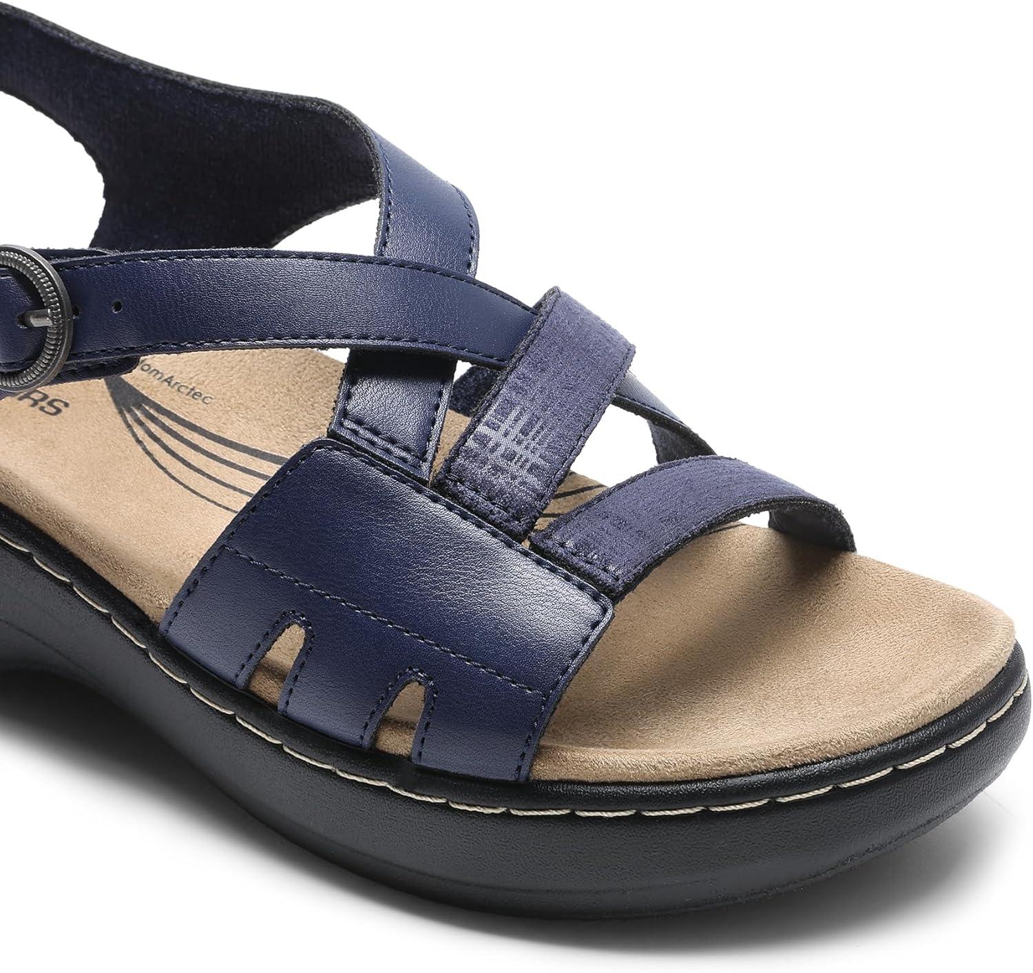 imageDREAM PAIRS Womens Open Toe Platform Espadrille Wedge Sandals Comfortable One Band Dressy Casual Sandals for WomenNavy