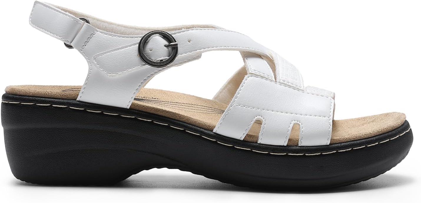 imageDREAM PAIRS Womens Open Toe Platform Espadrille Wedge Sandals Comfortable One Band Dressy Casual Sandals for WomenWhite