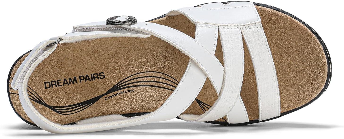 imageDREAM PAIRS Womens Open Toe Platform Espadrille Wedge Sandals Comfortable One Band Dressy Casual Sandals for WomenWhite