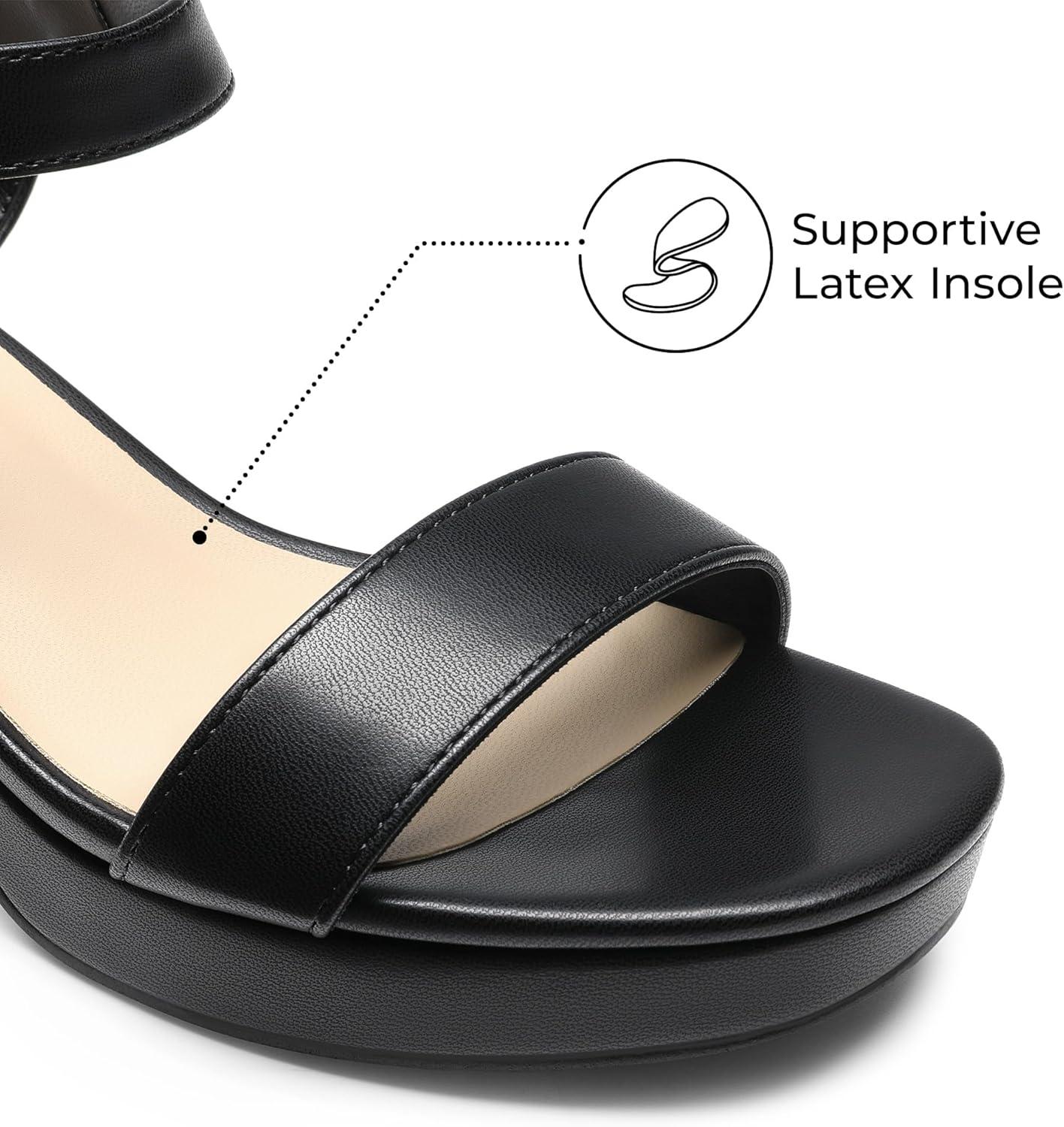 imageDREAM PAIRS Womens Platform Heels Block Chunky Open Toe Ankle Strap Heel Fashion Wedding Party Dress Sandals ShoesBlack