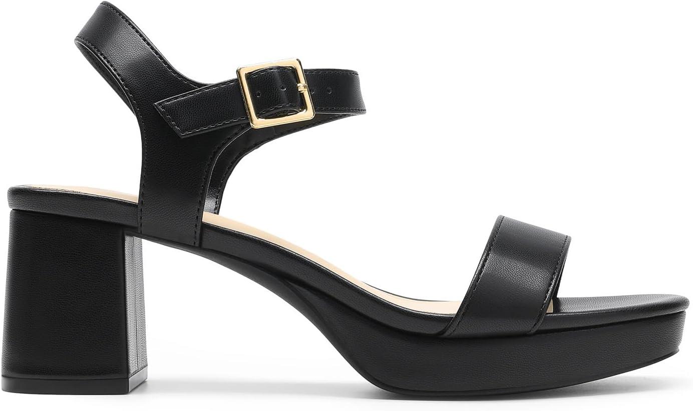imageDREAM PAIRS Womens Platform Heels Block Chunky Open Toe Ankle Strap Heel Fashion Wedding Party Dress Sandals ShoesBlack