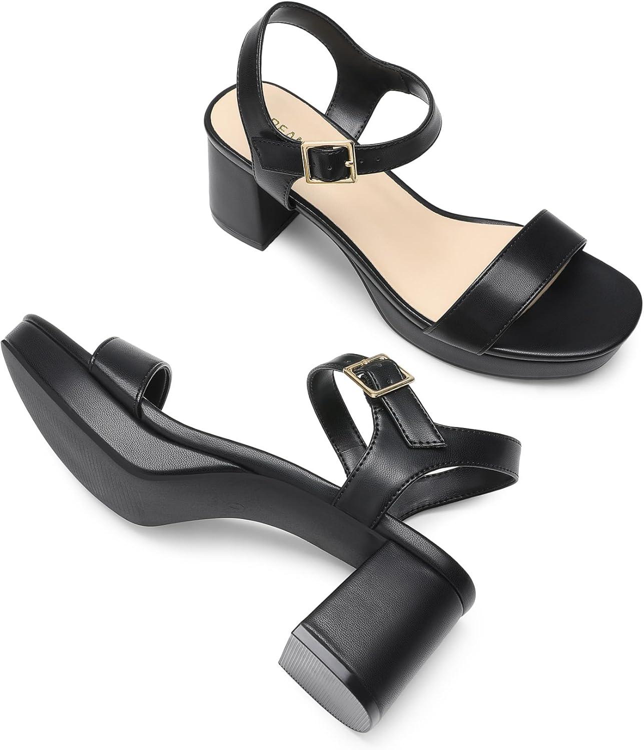 imageDREAM PAIRS Womens Platform Heels Block Chunky Open Toe Ankle Strap Heel Fashion Wedding Party Dress Sandals ShoesBlack