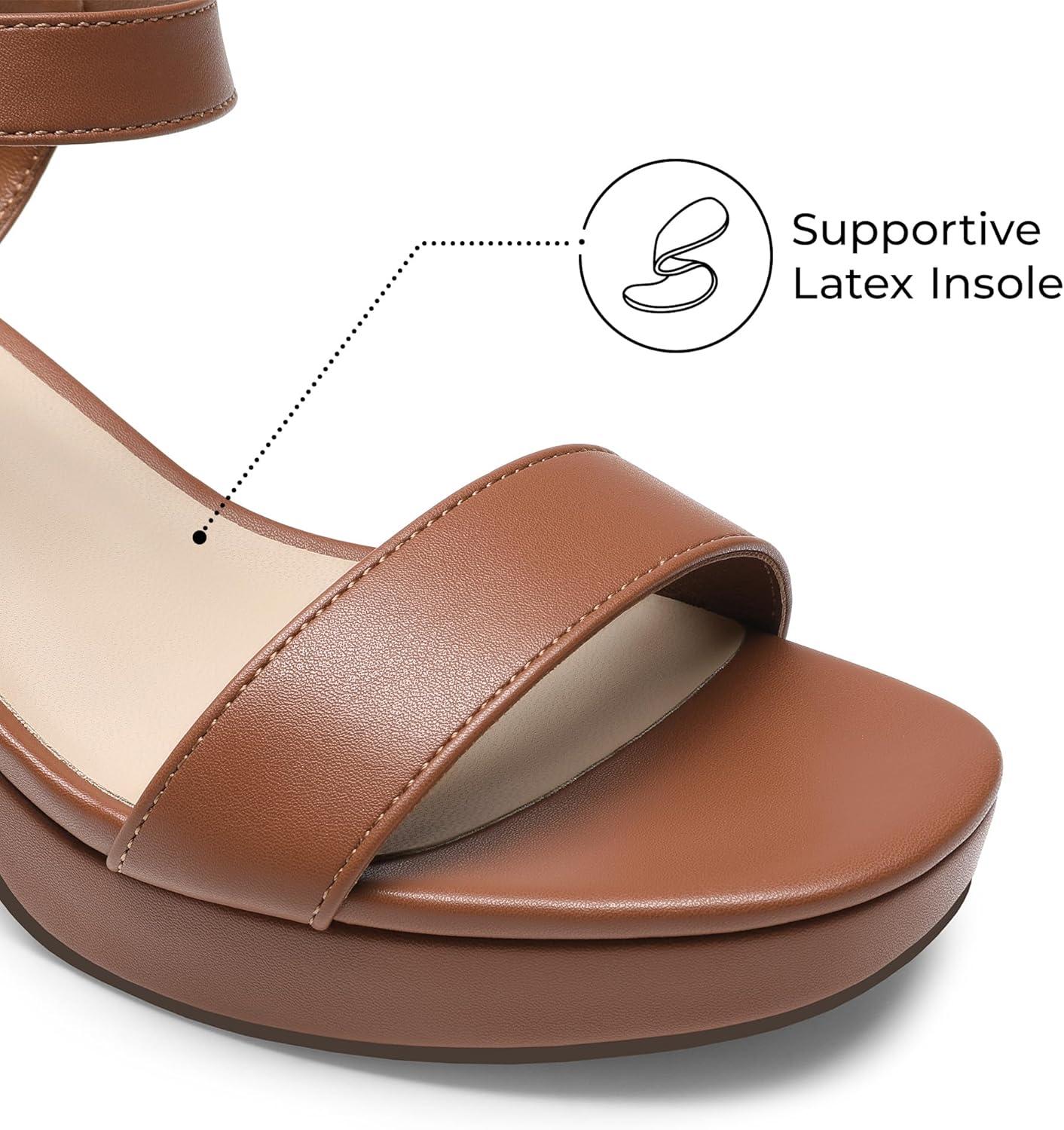 imageDREAM PAIRS Womens Platform Heels Block Chunky Open Toe Ankle Strap Heel Fashion Wedding Party Dress Sandals ShoesBrown