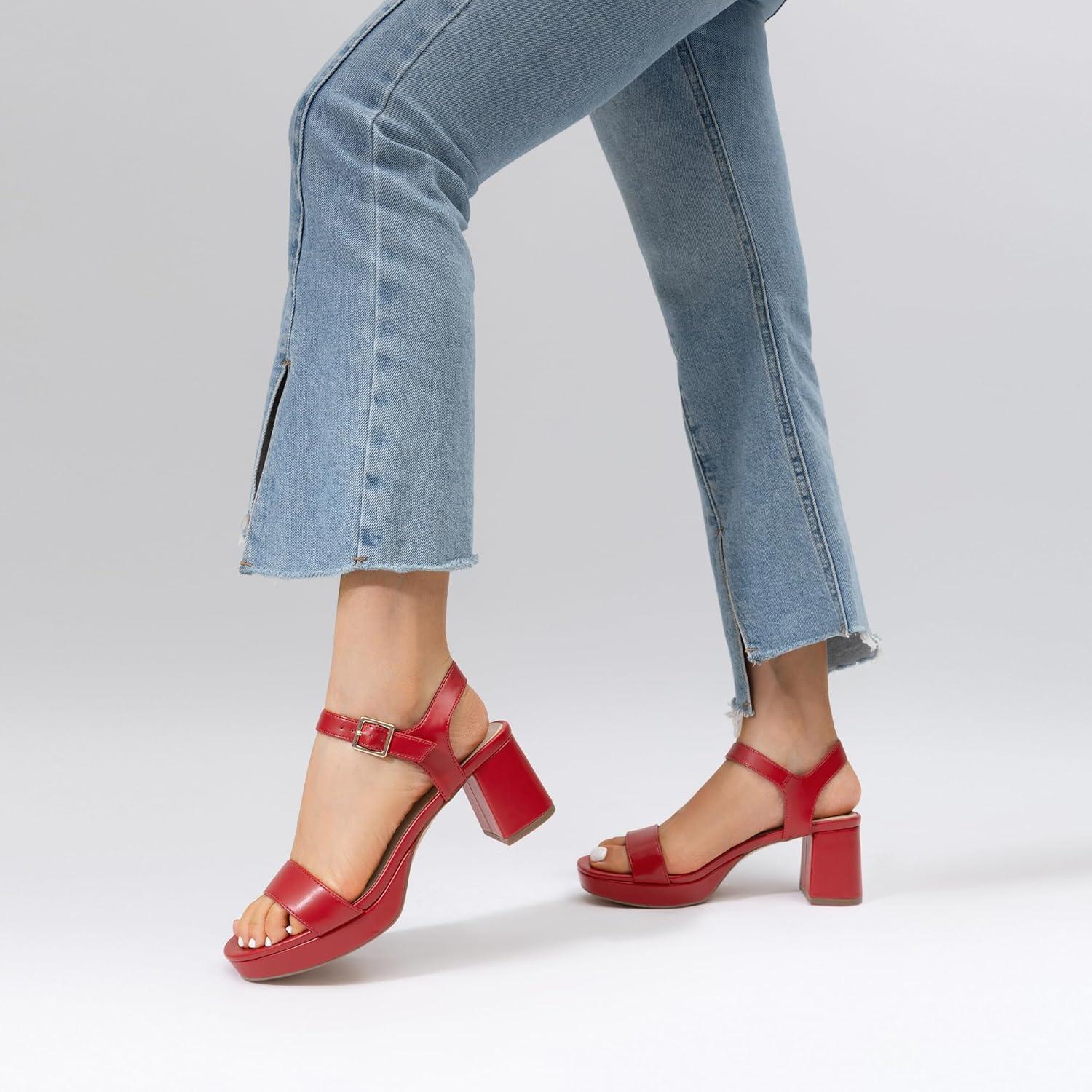 imageDREAM PAIRS Womens Platform Heels Block Chunky Open Toe Ankle Strap Heel Fashion Wedding Party Dress Sandals ShoesRed