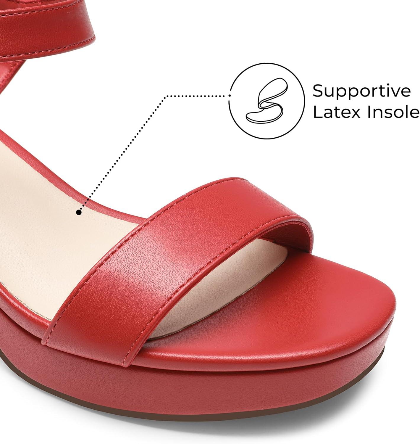 imageDREAM PAIRS Womens Platform Heels Block Chunky Open Toe Ankle Strap Heel Fashion Wedding Party Dress Sandals ShoesRed