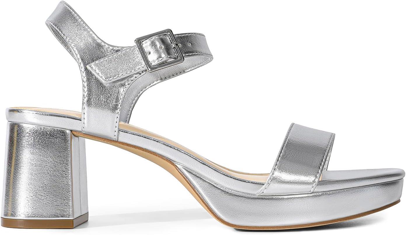 imageDREAM PAIRS Womens Platform Heels Block Chunky Open Toe Ankle Strap Heel Fashion Wedding Party Dress Sandals ShoesSilver