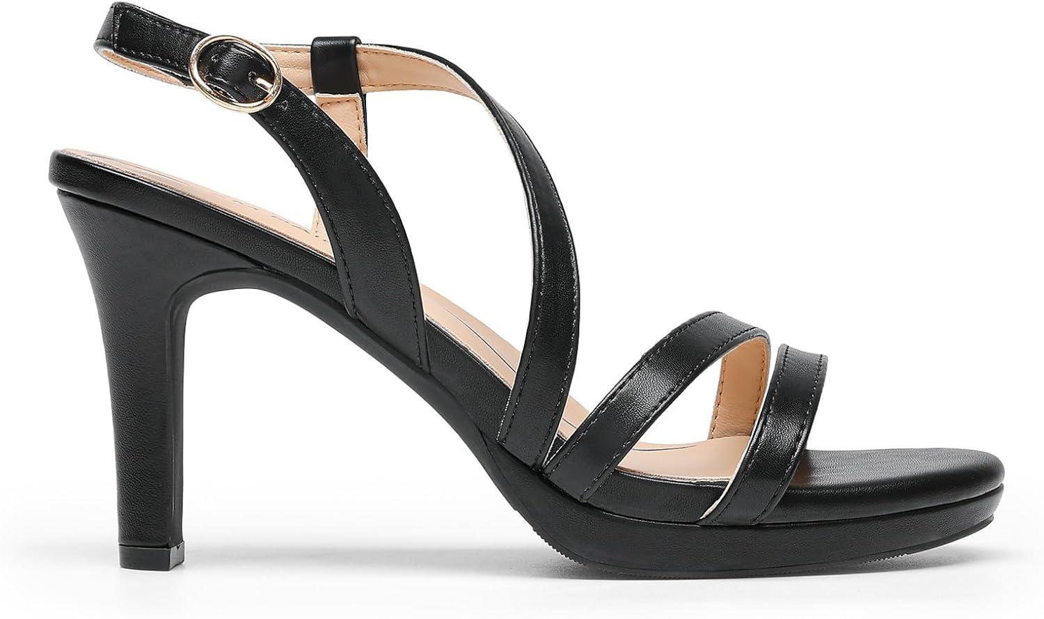 imageDREAM PAIRS Womens Platform Strappy Heels High Heeled Sandals Open Toe Comfortable Dressy Shoes with Adjustable Ankle StrapBlack