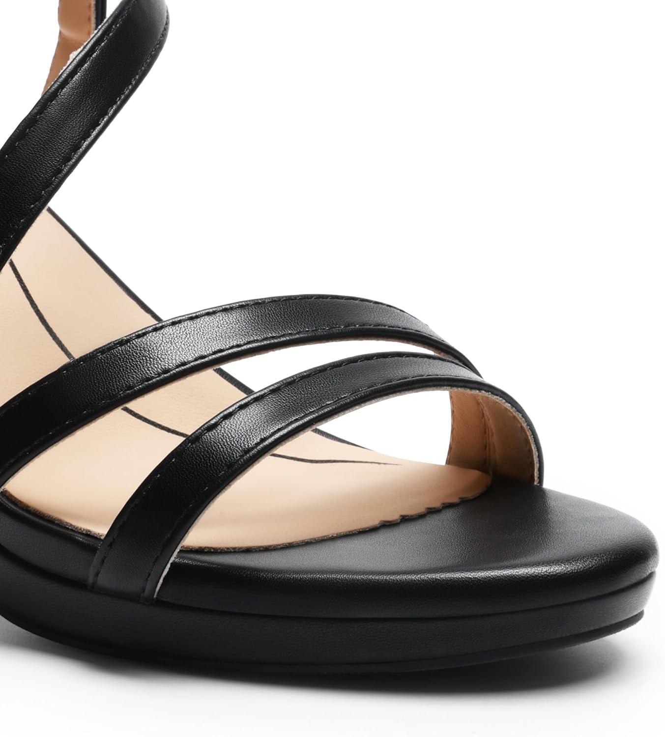 imageDREAM PAIRS Womens Platform Strappy Heels High Heeled Sandals Open Toe Comfortable Dressy Shoes with Adjustable Ankle StrapBlack