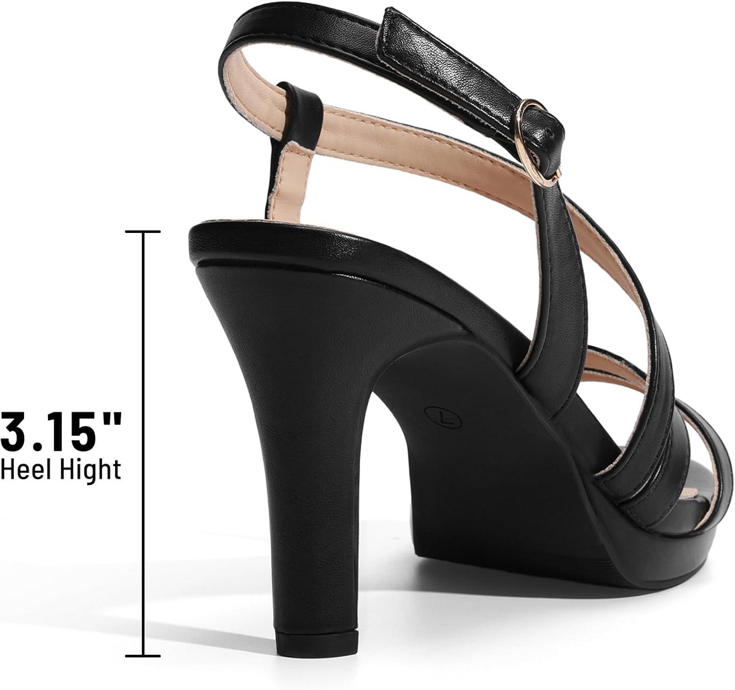 imageDREAM PAIRS Womens Platform Strappy Heels High Heeled Sandals Open Toe Comfortable Dressy Shoes with Adjustable Ankle StrapBlack