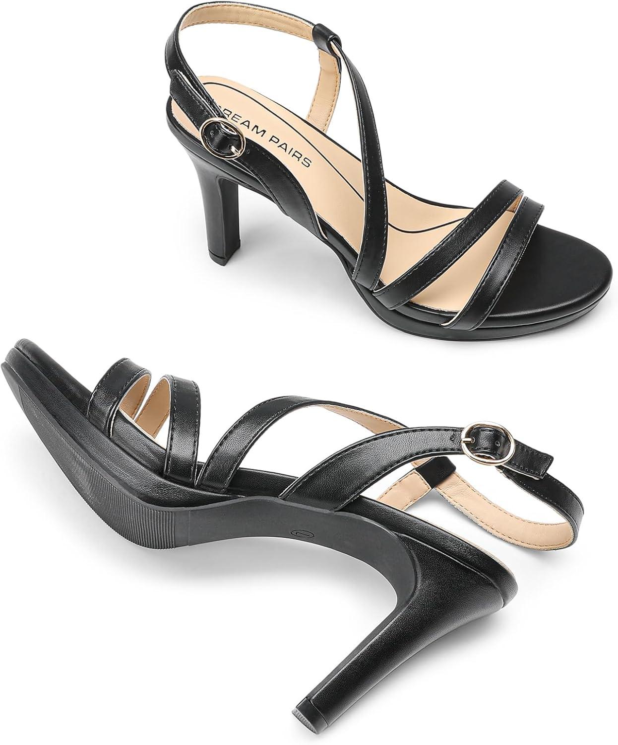 imageDREAM PAIRS Womens Platform Strappy Heels High Heeled Sandals Open Toe Comfortable Dressy Shoes with Adjustable Ankle StrapBlack