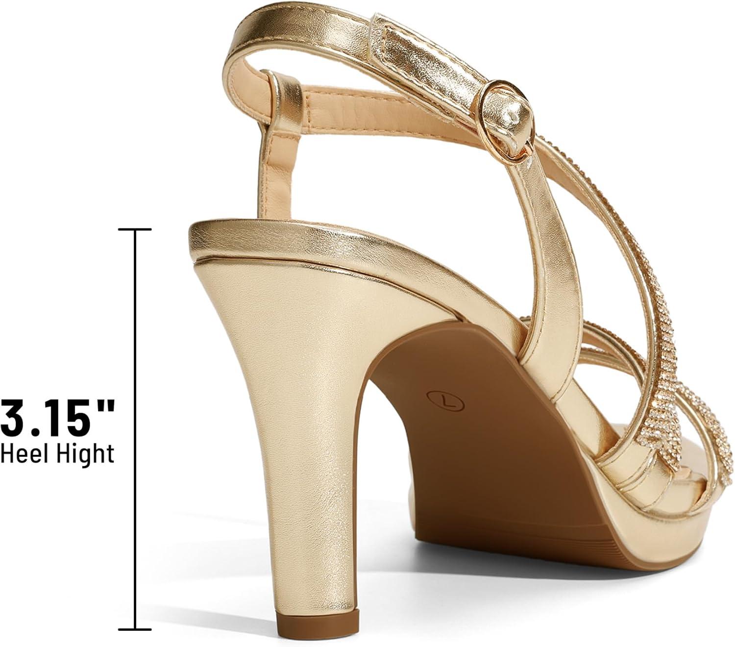 imageDREAM PAIRS Womens Platform Strappy Heels High Heeled Sandals Open Toe Comfortable Dressy Shoes with Adjustable Ankle StrapGold