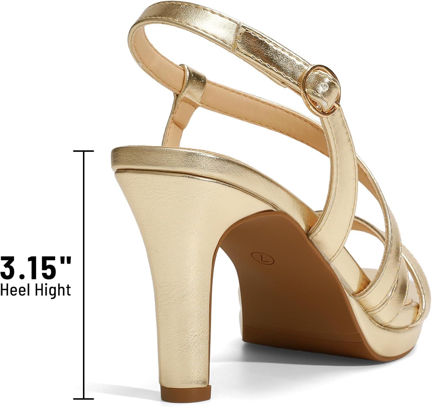 imageDREAM PAIRS Womens Platform Strappy Heels High Heeled Sandals Open Toe Comfortable Dressy Shoes with Adjustable Ankle StrapLight Gold