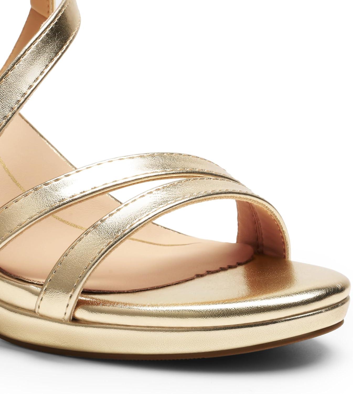 imageDREAM PAIRS Womens Platform Strappy Heels High Heeled Sandals Open Toe Comfortable Dressy Shoes with Adjustable Ankle StrapLight Gold