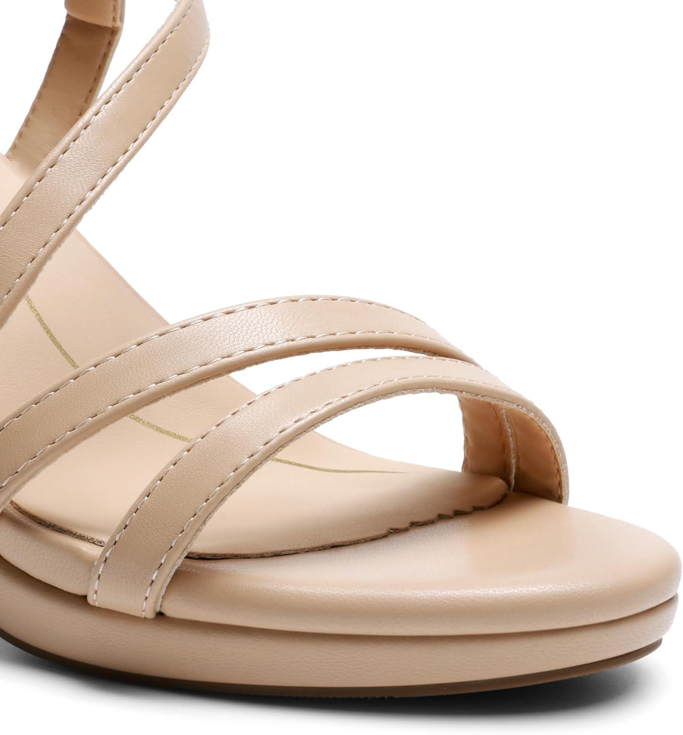 imageDREAM PAIRS Womens Platform Strappy Heels High Heeled Sandals Open Toe Comfortable Dressy Shoes with Adjustable Ankle StrapNude
