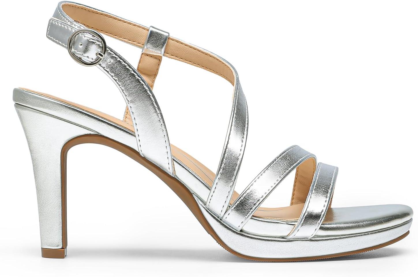 imageDREAM PAIRS Womens Platform Strappy Heels High Heeled Sandals Open Toe Comfortable Dressy Shoes with Adjustable Ankle StrapSilver