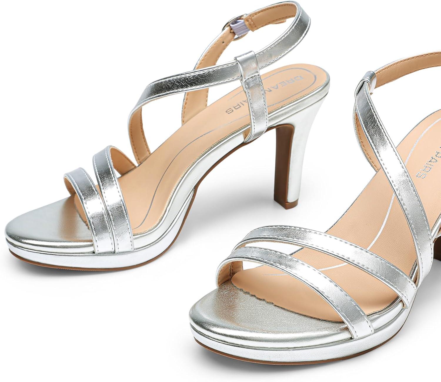 imageDREAM PAIRS Womens Platform Strappy Heels High Heeled Sandals Open Toe Comfortable Dressy Shoes with Adjustable Ankle StrapSilver