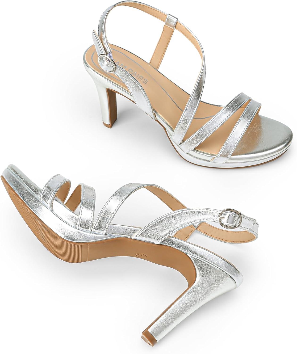 imageDREAM PAIRS Womens Platform Strappy Heels High Heeled Sandals Open Toe Comfortable Dressy Shoes with Adjustable Ankle StrapSilver
