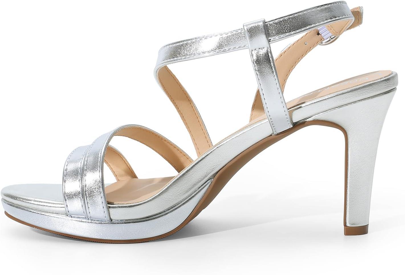 imageDREAM PAIRS Womens Platform Strappy Heels High Heeled Sandals Open Toe Comfortable Dressy Shoes with Adjustable Ankle StrapSilver