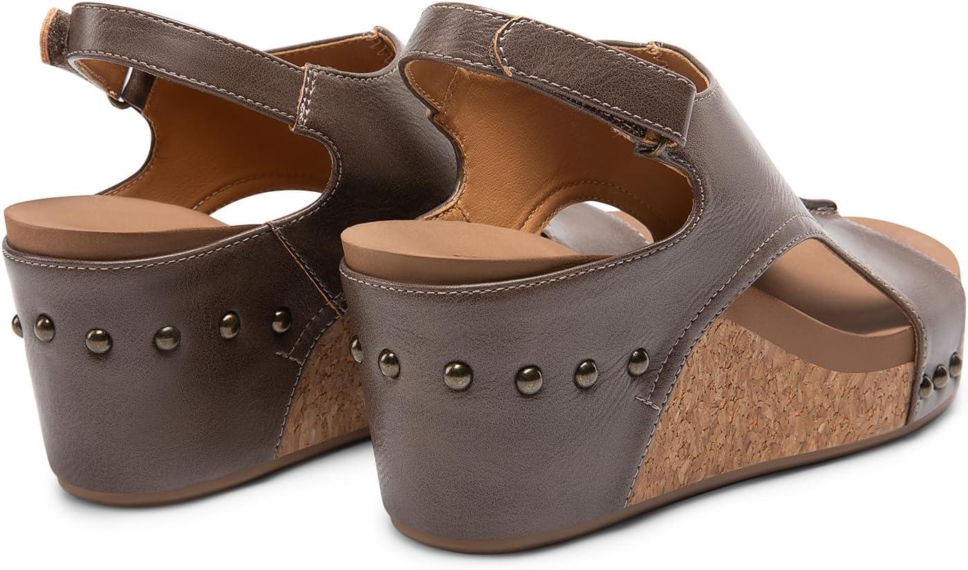 imageDREAM PAIRS Womens Platform Wedge Sandals Comfortable PeepToe Cork Casual ampamp Dressy Summer Lightweight Shoes for All Day WearBrown