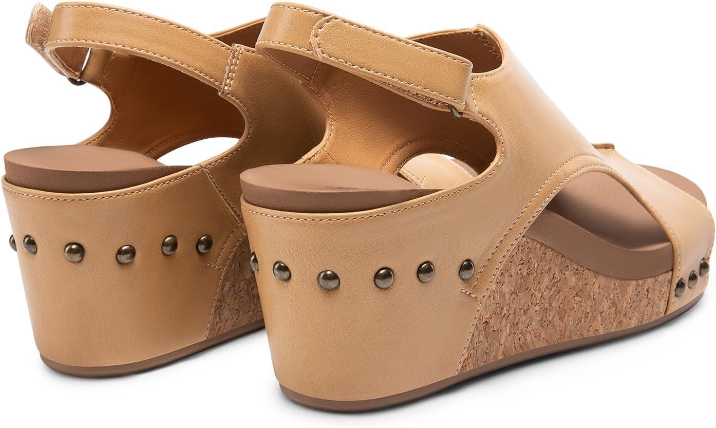 imageDREAM PAIRS Womens Platform Wedge Sandals Comfortable PeepToe Cork Casual ampamp Dressy Summer Lightweight Shoes for All Day WearCamel