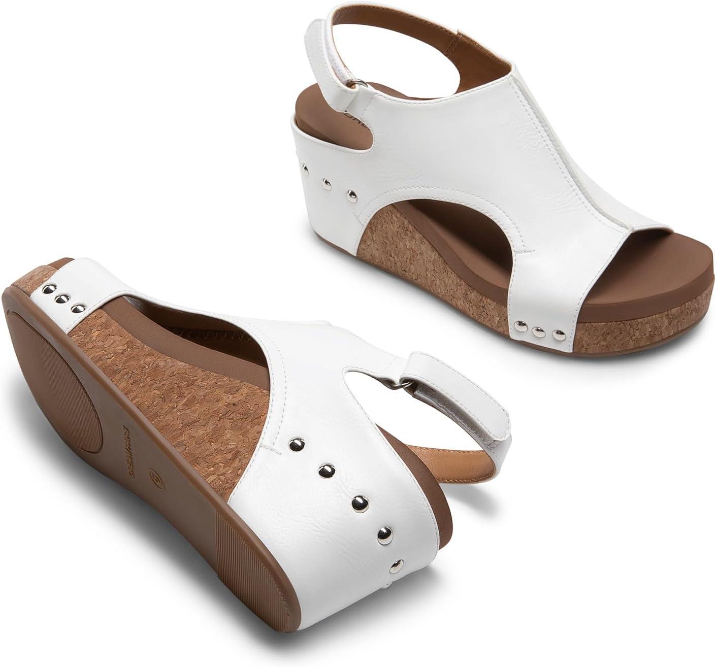 imageDREAM PAIRS Womens Platform Wedge Sandals Comfortable PeepToe Cork Casual ampamp Dressy Summer Lightweight Shoes for All Day WearWhite