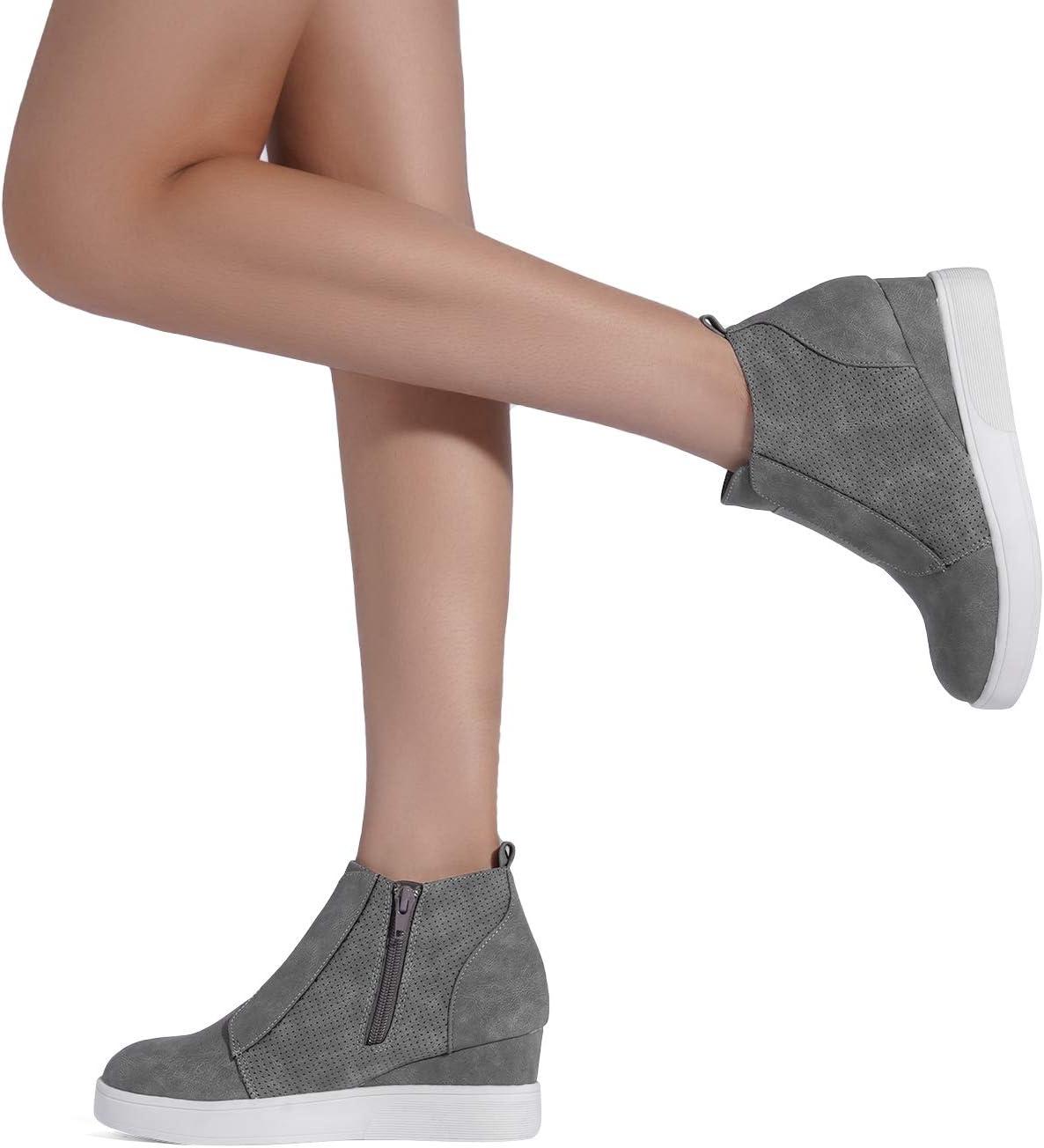 imageDREAM PAIRS Womens Platform Wedge Sneakers Ankle BootiesGrey