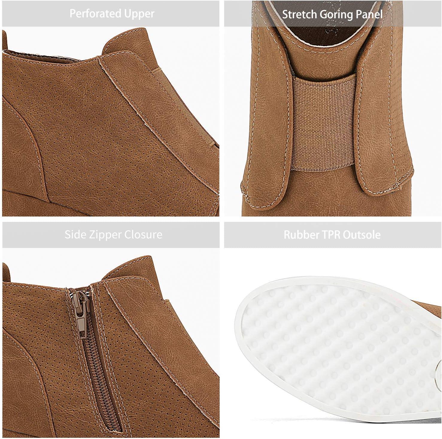 imageDREAM PAIRS Womens Platform Wedge Sneakers Ankle BootiesTan