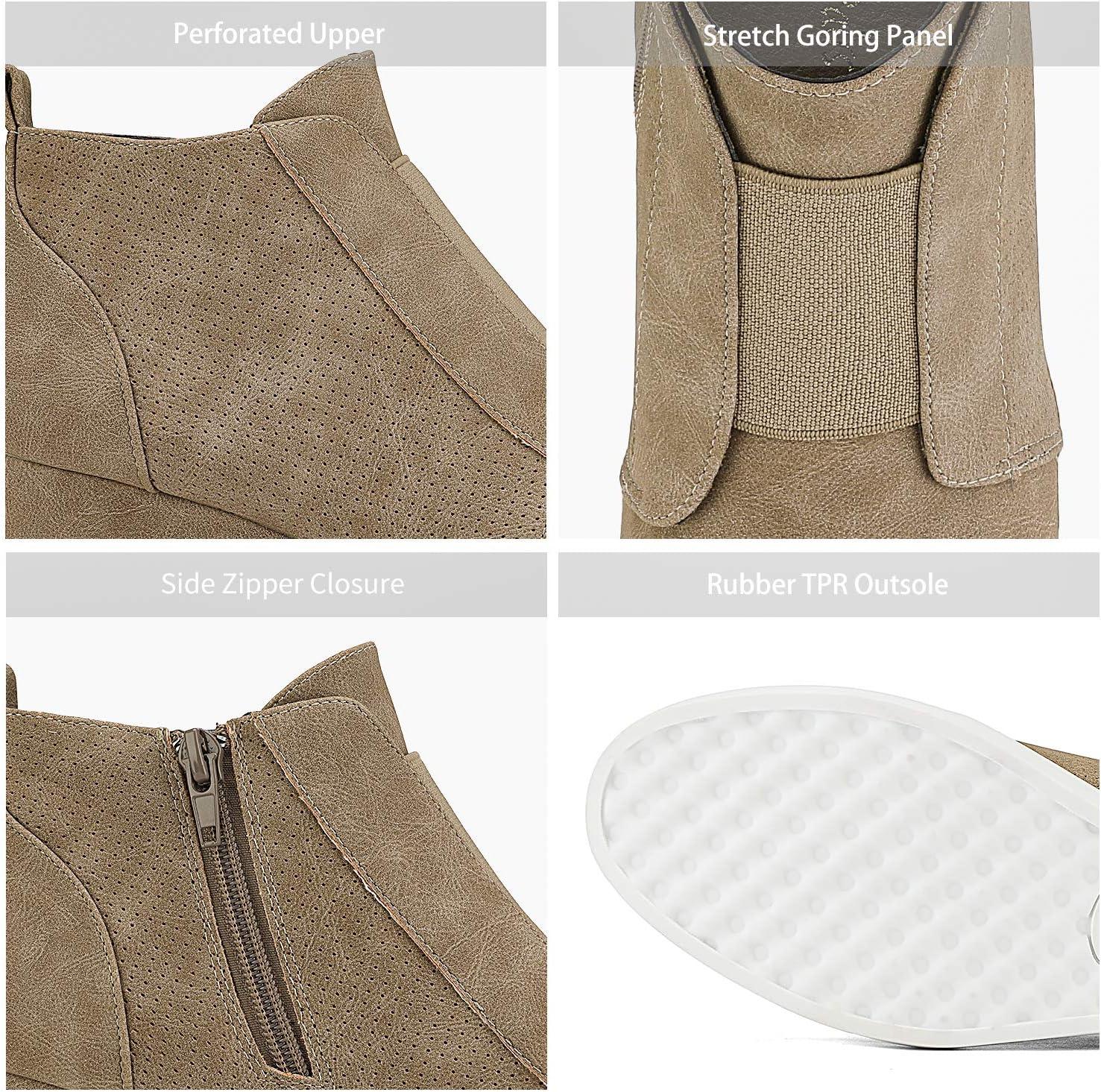 imageDREAM PAIRS Womens Platform Wedge Sneakers Ankle BootiesTaupe