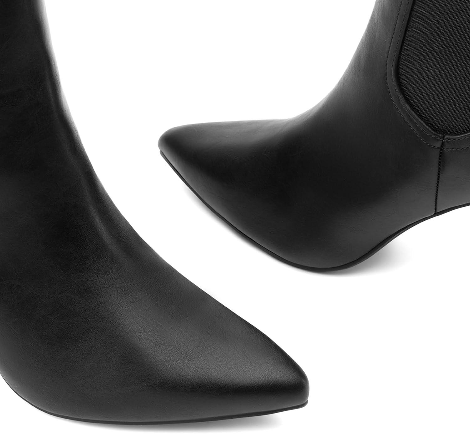 imageDREAM PAIRS Womens Pointed Toe Stiletto High Heel Ankle BootiesKizzy1 BlackPu