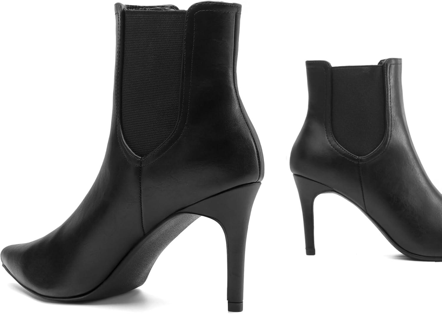 imageDREAM PAIRS Womens Pointed Toe Stiletto High Heel Ankle BootiesKizzy1 BlackPu