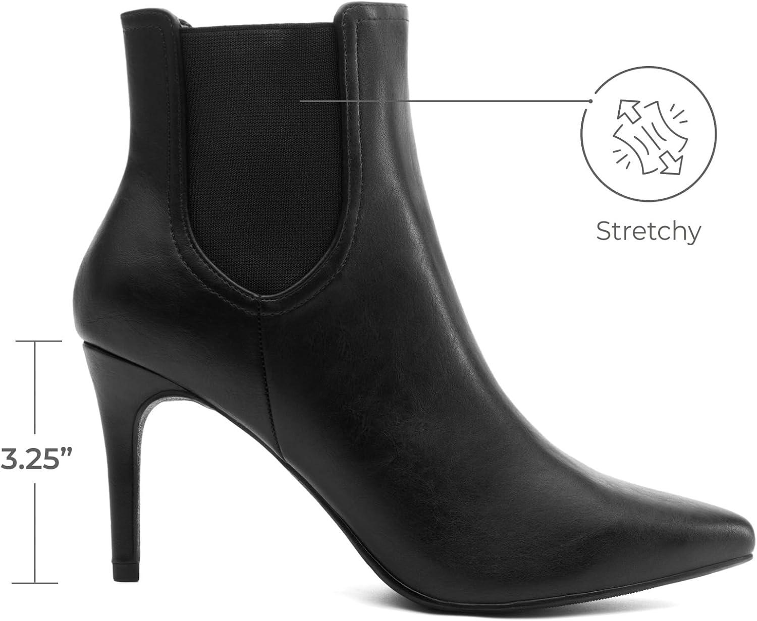 imageDREAM PAIRS Womens Pointed Toe Stiletto High Heel Ankle BootiesKizzy1 BlackPu