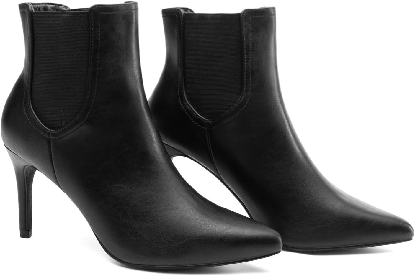 imageDREAM PAIRS Womens Pointed Toe Stiletto High Heel Ankle BootiesKizzy1 BlackPu