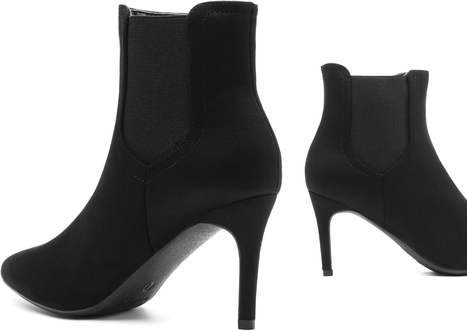 imageDREAM PAIRS Womens Pointed Toe Stiletto High Heel Ankle BootiesKizzy1 BlackSuede