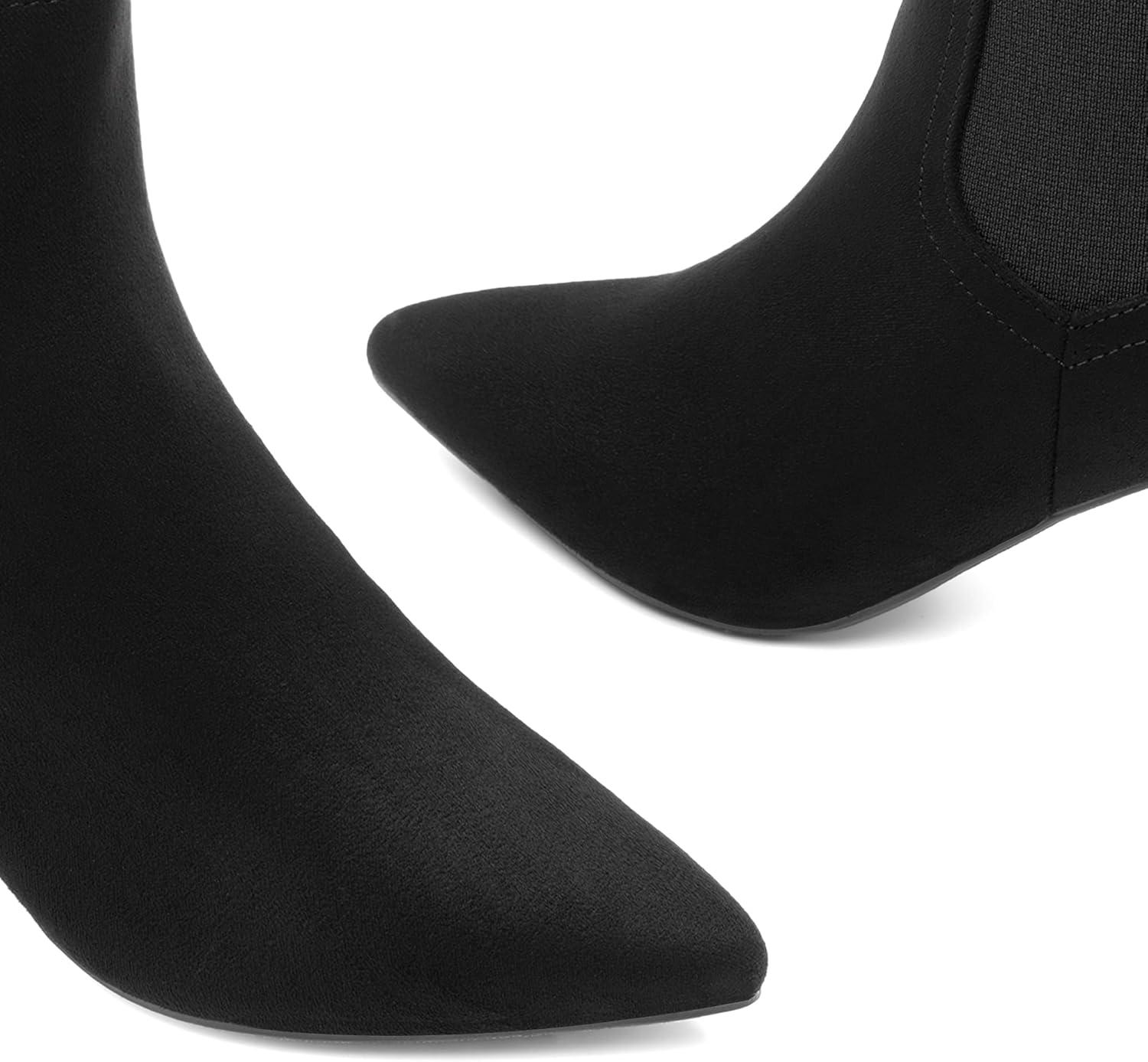 imageDREAM PAIRS Womens Pointed Toe Stiletto High Heel Ankle BootiesKizzy1 BlackSuede