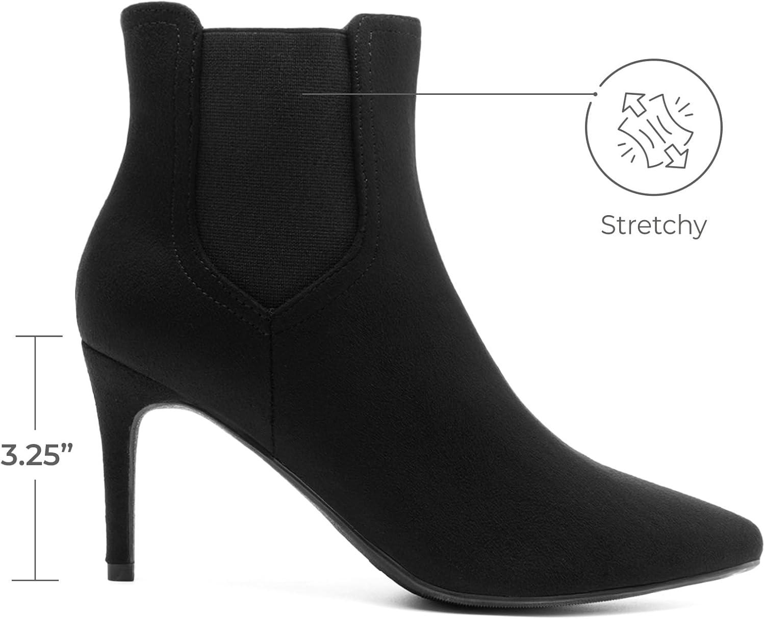 imageDREAM PAIRS Womens Pointed Toe Stiletto High Heel Ankle BootiesKizzy1 BlackSuede